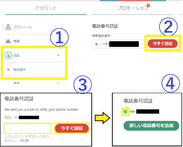 テッドベット 電話番号認証